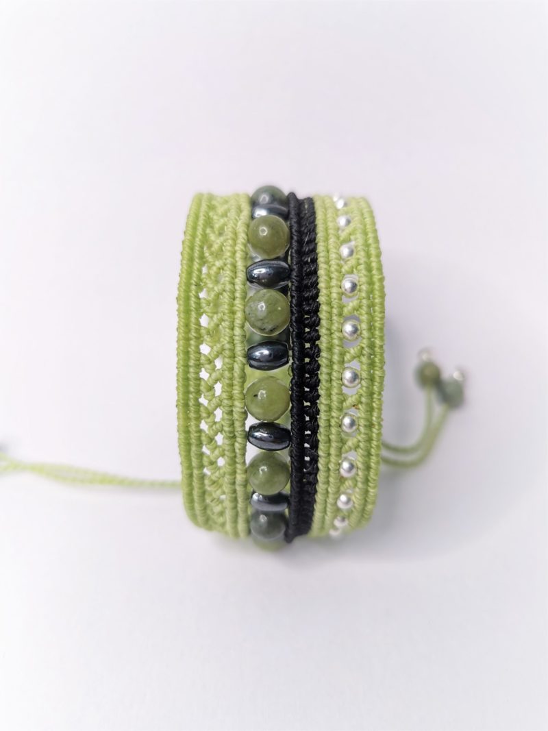 BRACELET JADE VERT ET HEMATITE ANISSA