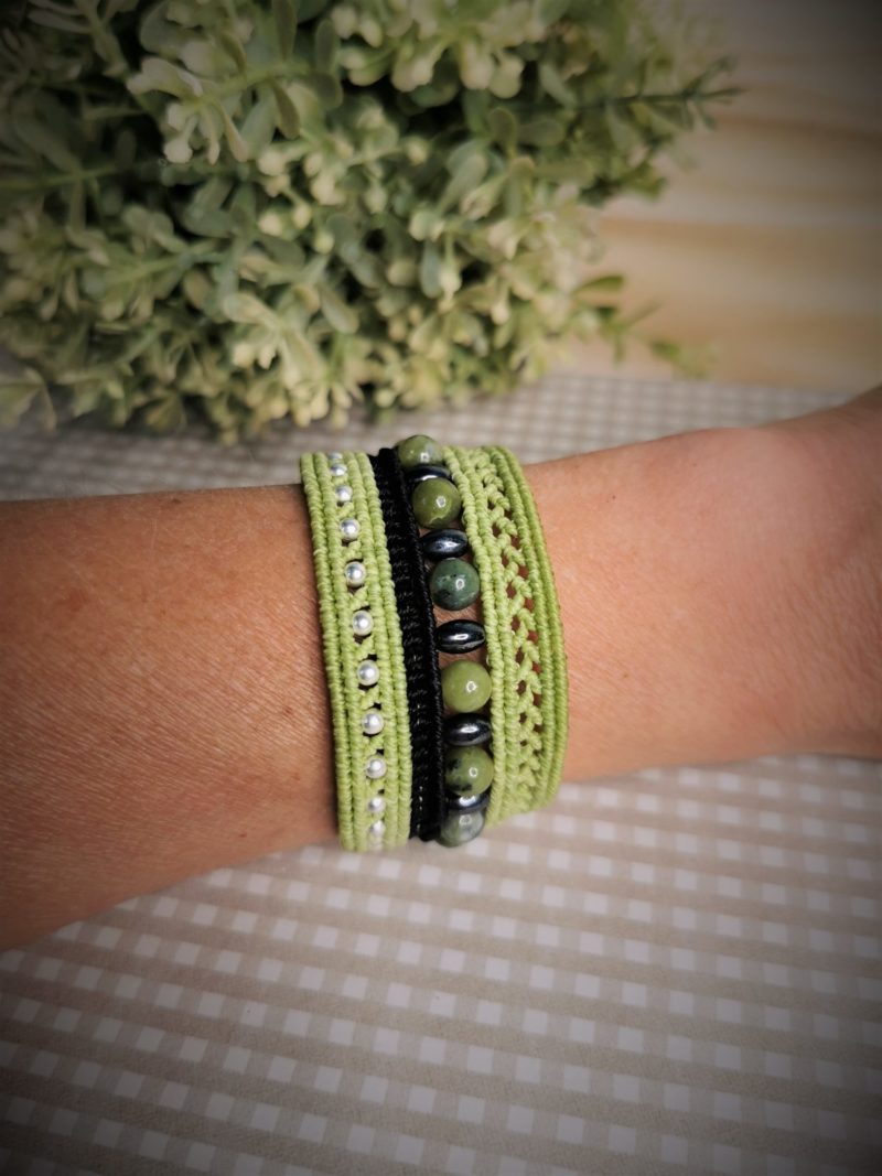 BRACELET JADE VERT ET HEMATITE ANISSA