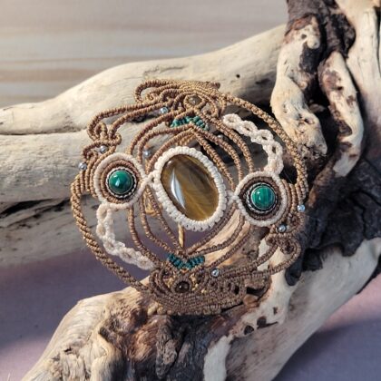 Bracelet oeil de tigre et malachite "YULEE"