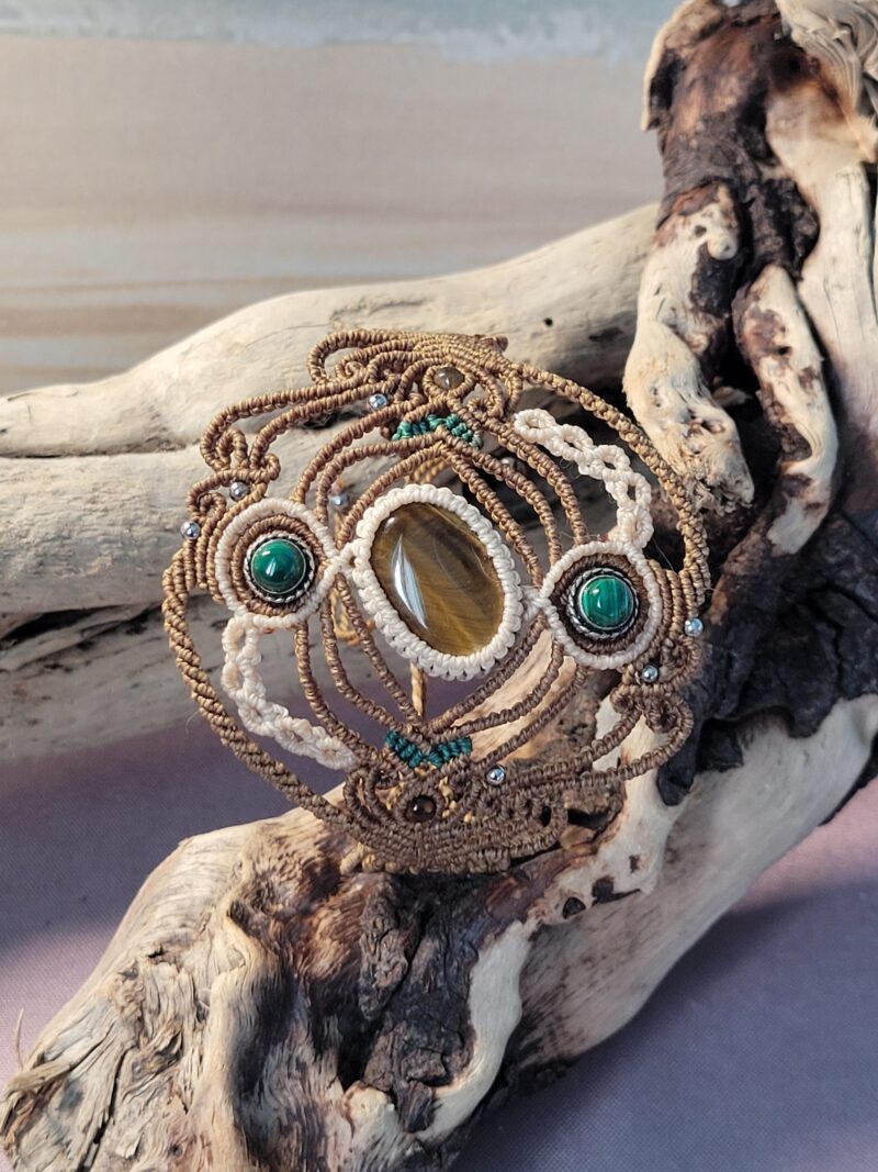 Bracelet oeil de tigre et malachite "YULEE"